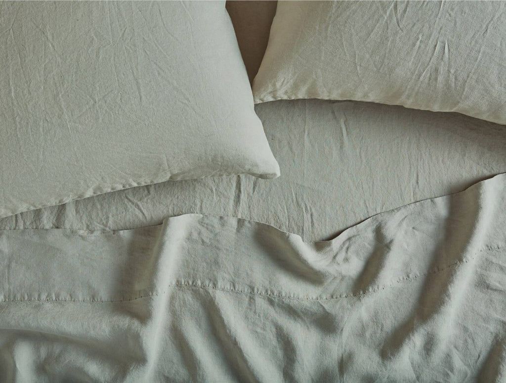 Organic Relaxed Linen Fitted Sheet King Harbor Blue C4349
