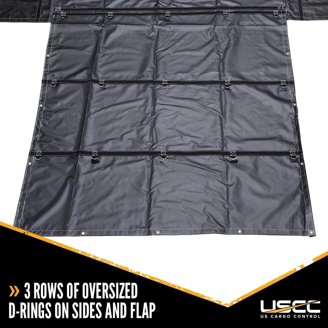 Black 14 Ounce Lumber Tarp with 8 Foot Drop and Flap P258