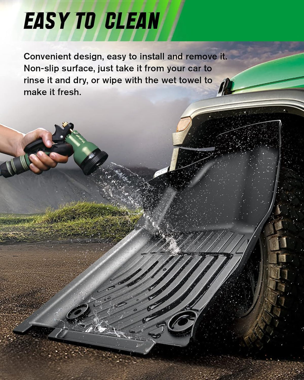 Black TPE All Weather Car Floor Mats Full Set T4103