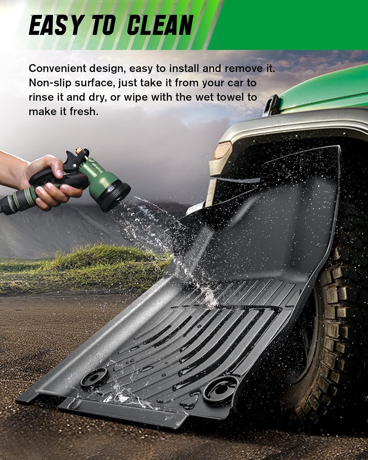 Black TPE All Weather Car Floor Mats Full Set T4103