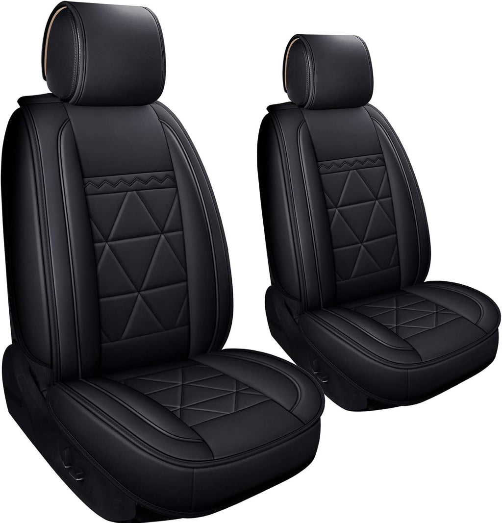 2 PCS Black Waterproof Faux Leather Car Seat Covers Q3020