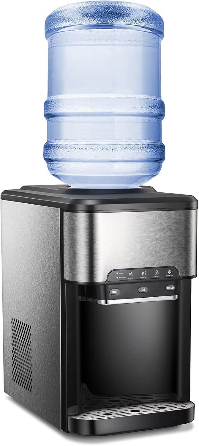 3-in-1 Top Loading Water Cooler Dispenser with Built-in Ice Maker A694