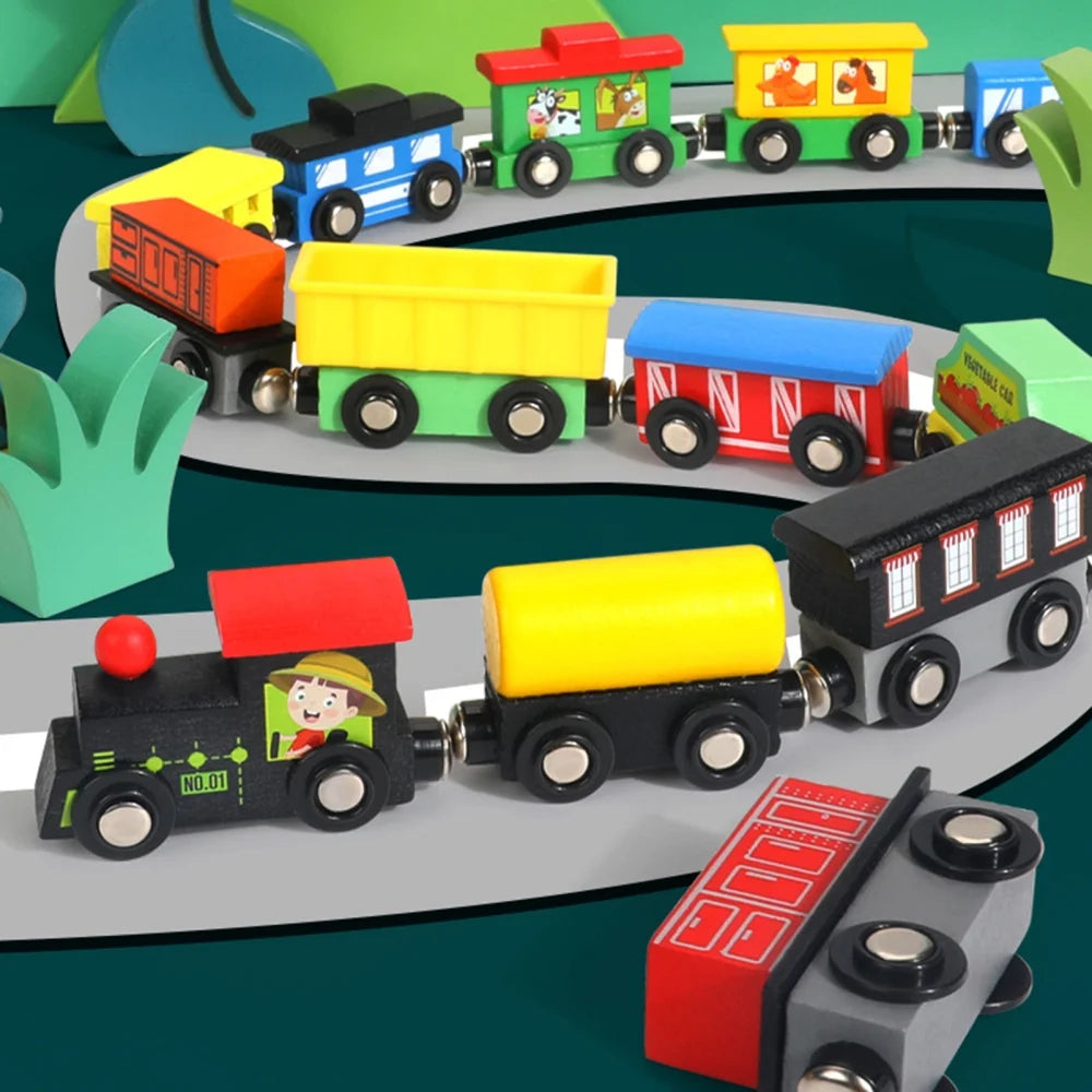 Magnetic Wooden Train Toys Assembling Blocks Toy W374