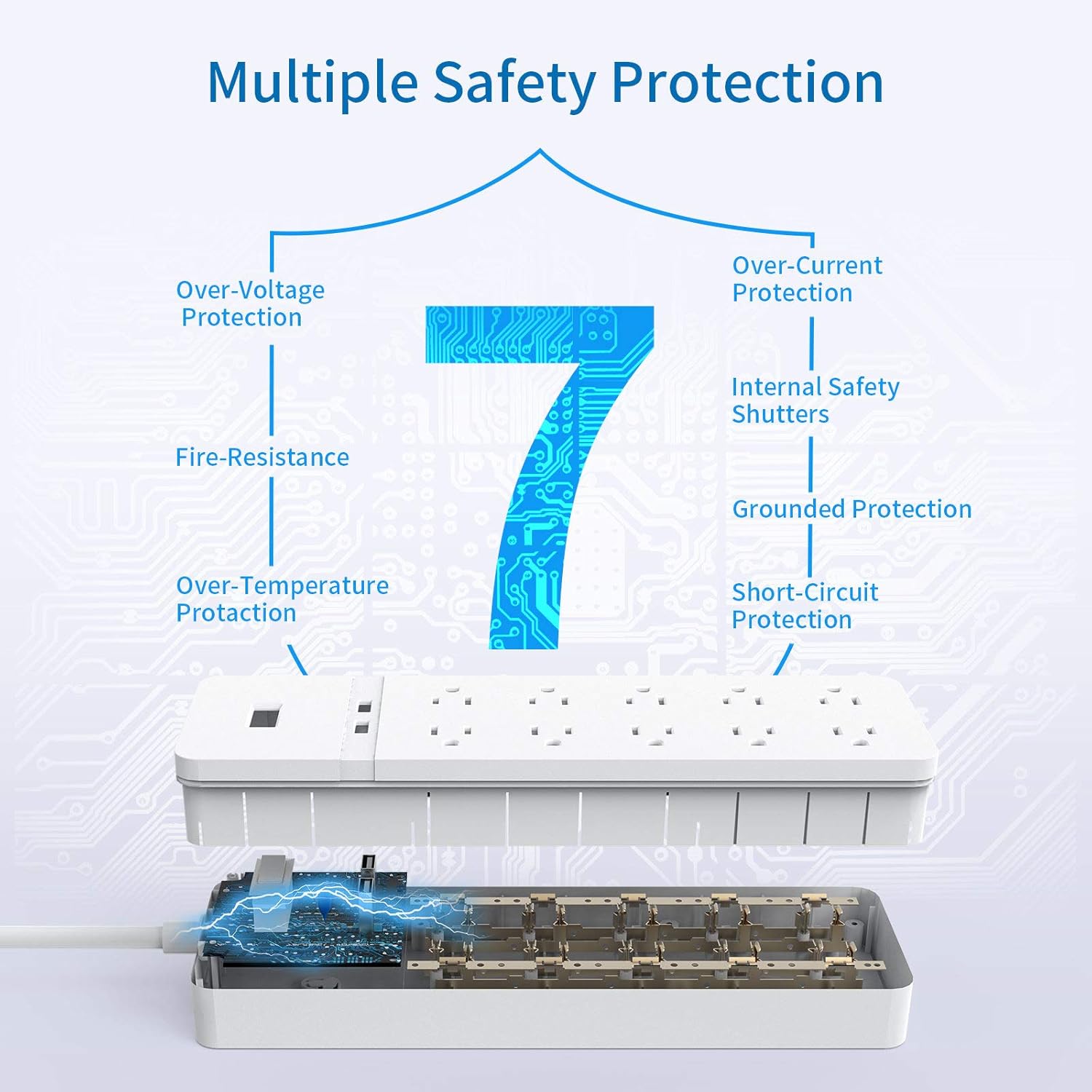 25 Ft Extension Cord Surge Protector with 10 Outlets 2 USB, Pack of 2 G35554