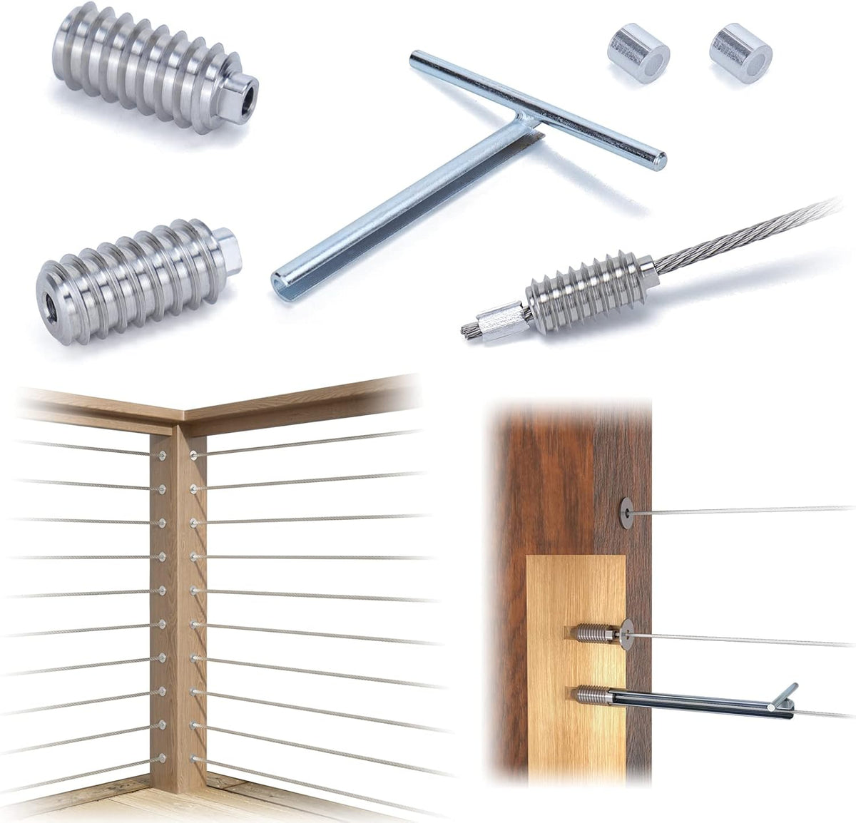 40Pack 1/8 Invisible Cable Railing Kit T316 Stainless Steel 20 Cable Line with Socket Wrench R104741