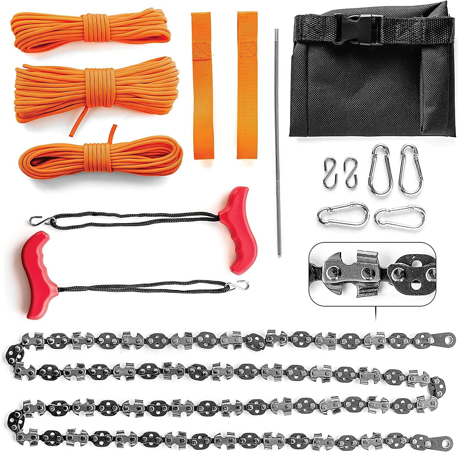 53" Rope Saw Chain with 68 Sharp Teeth & 100 Feet Rope Kit, Pack of 2 P841