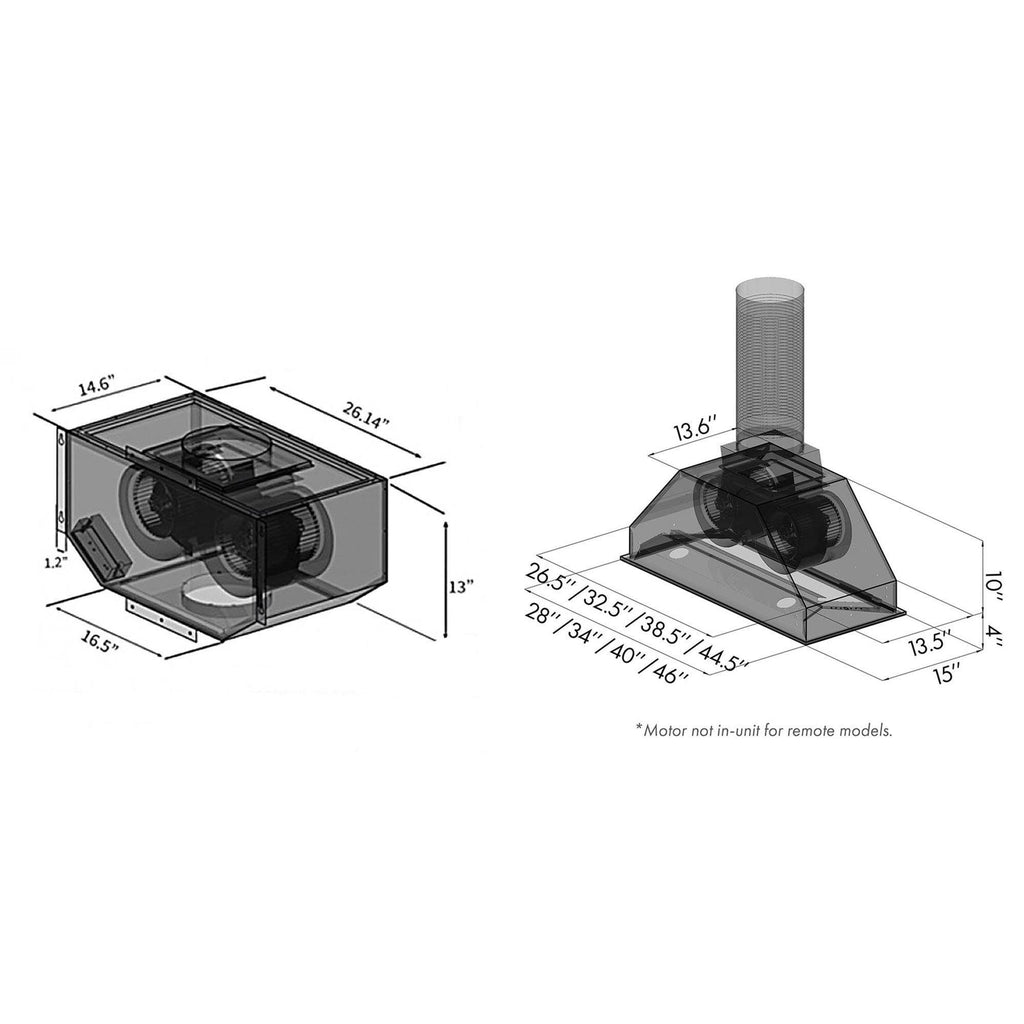 28 in. 400 CFM Remote Blower Range Hood Insert in Stainless Steel X9214