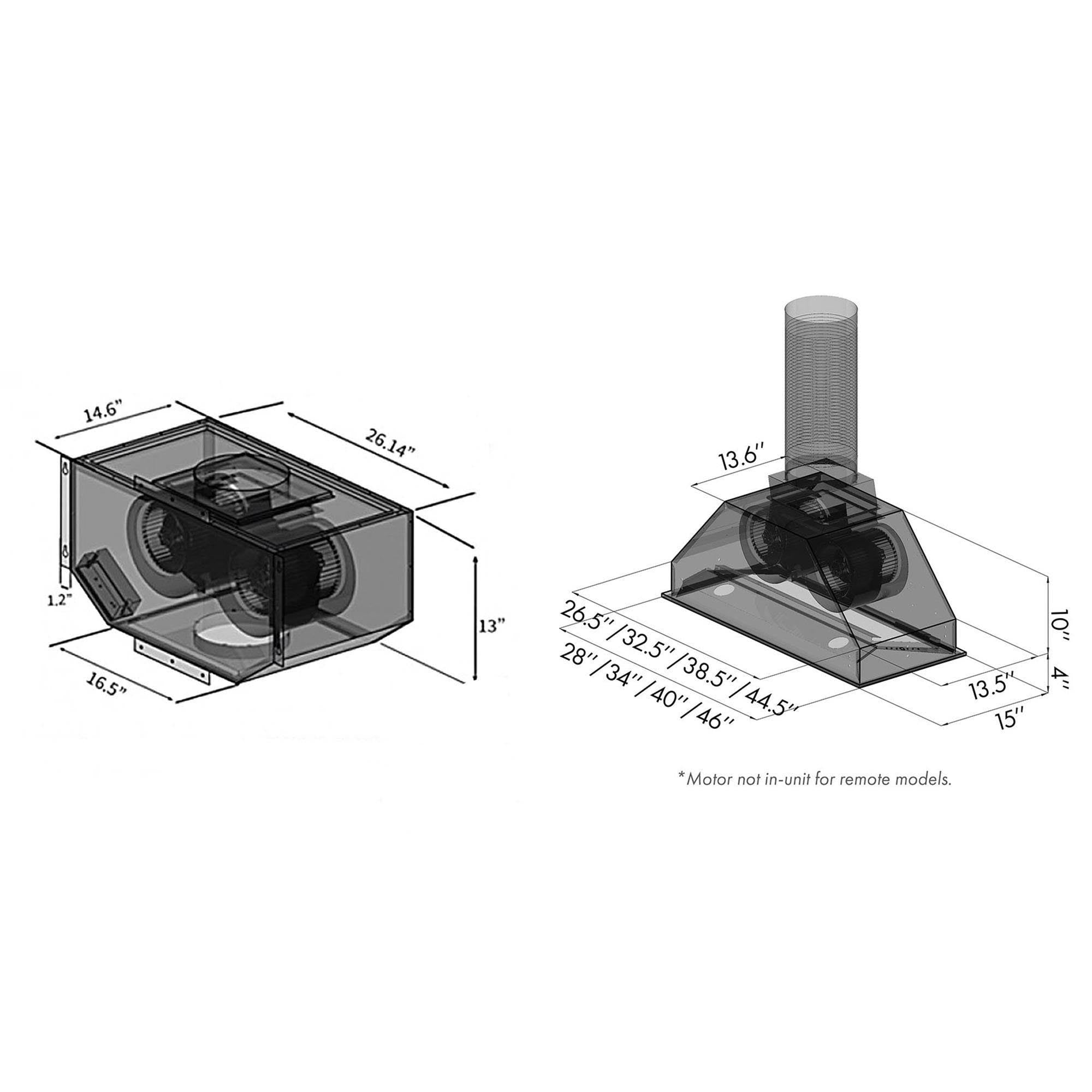 28 in. 400 CFM Remote Blower Range Hood Insert in Stainless Steel X9214