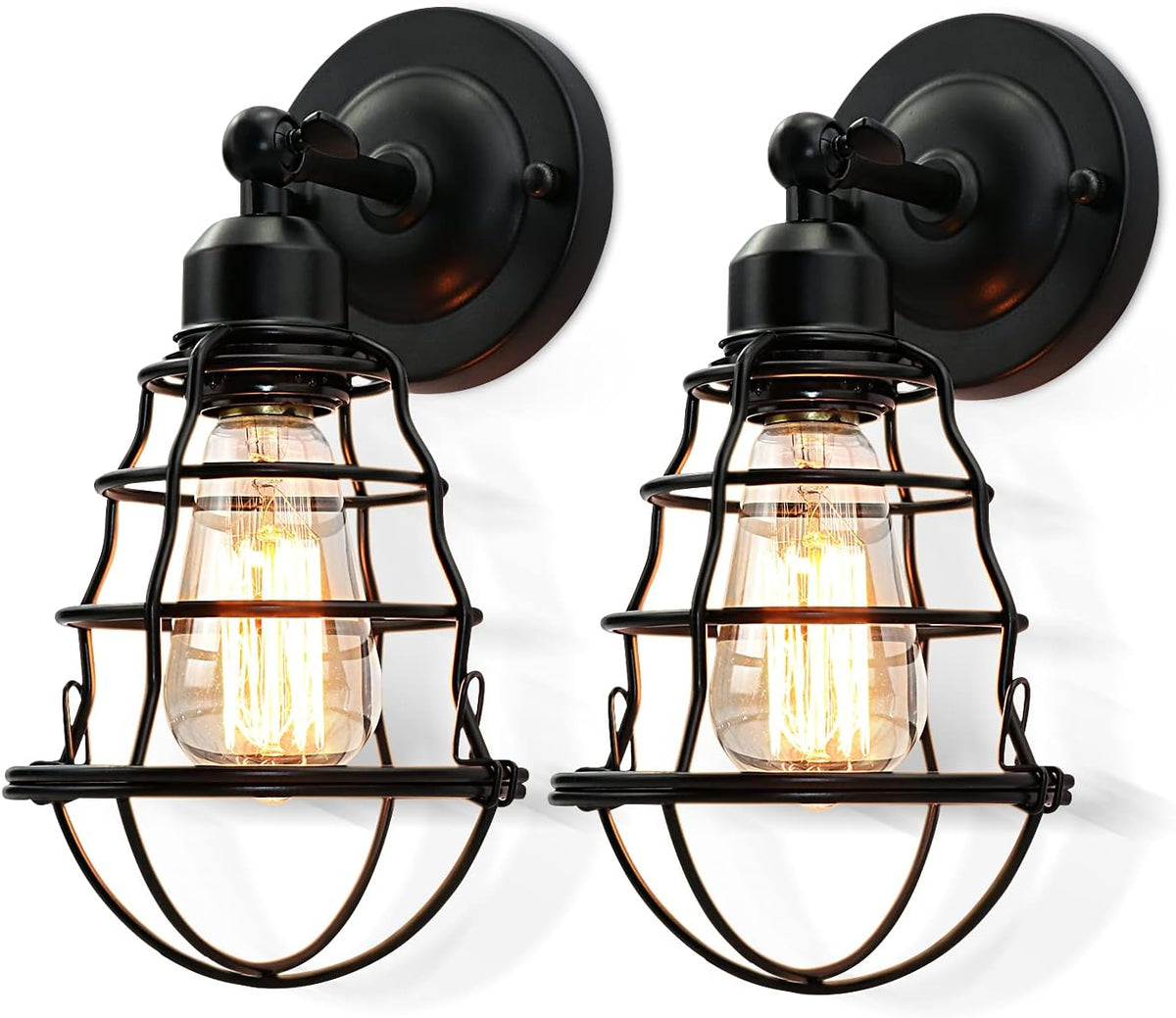 Black Wire Cage Wall Sconce 2pack S685