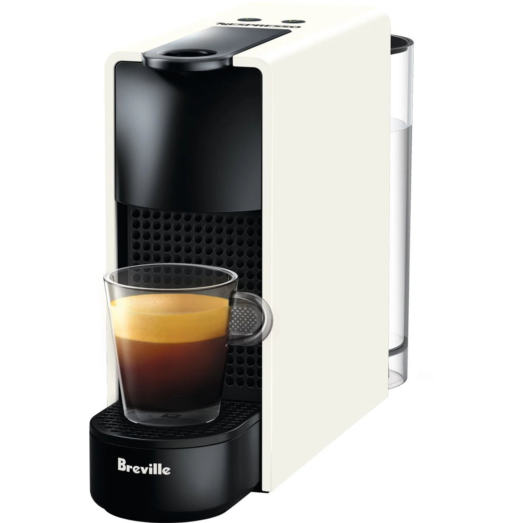Nespresso Essenza Mini Single-Serve Machine in Pure White and Aeroccino Milk Frother in Black X385
