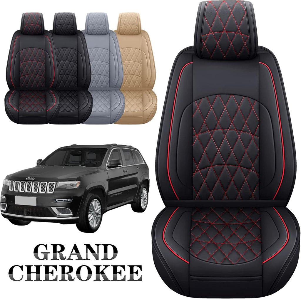 Jeep Grand Cherokee Front Seat Covers 2 PCS Waterproof Leather Black-Red M3392