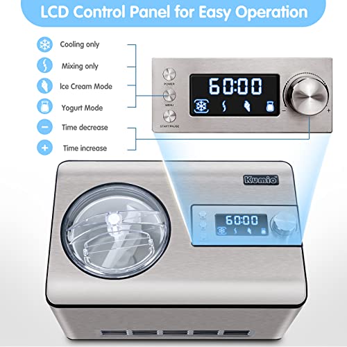 Ice Cream Maker with Compressor, 4 Modes, LCD Display C915027