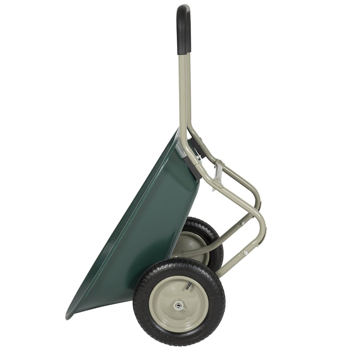 Green Dual Wheel Home Wheelbarrow Yard Garden Cart O7506