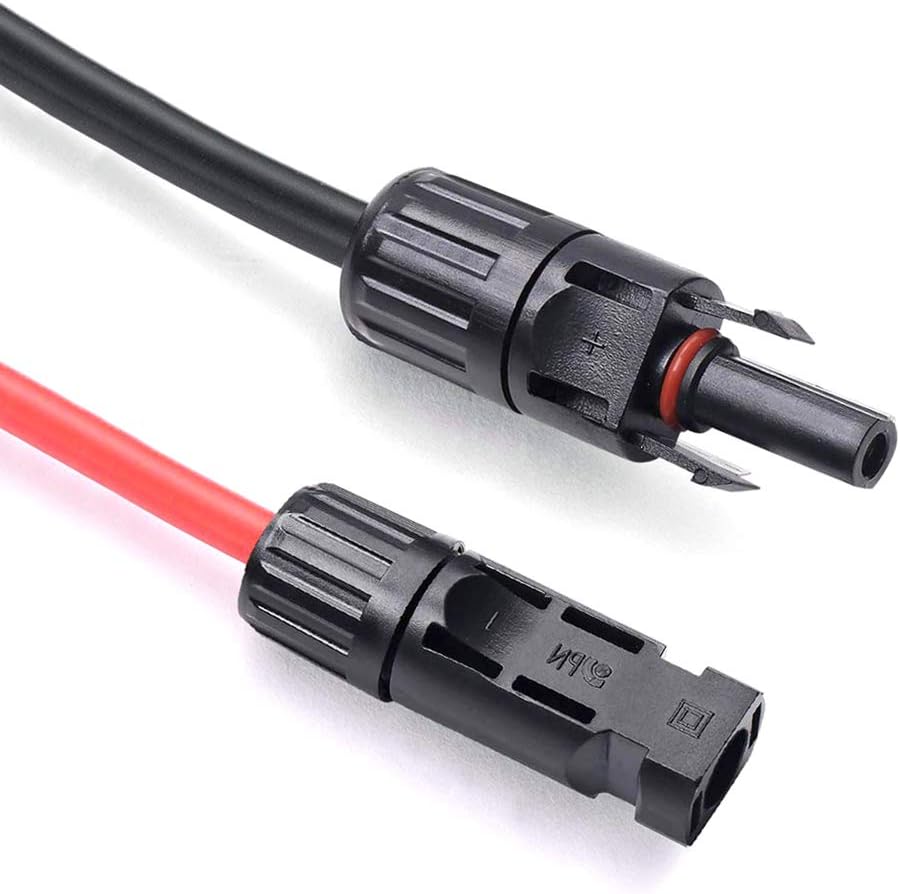 20 Feet 10AWG Solar Extension Cable Wire with Female and Male Connector, 10 Gauge (6mm²) Adaptor Kit Tool (20FT Red + 20FT Black) C84009