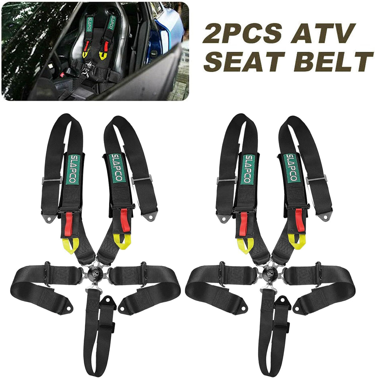 2PCS Black 5-Point Racing Safety Harness Set with Shoulder Pads H9402