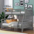 Twin Over Full Convertible Wood Bunk Bed with Ladder u0026 Safety Guardrail D6390