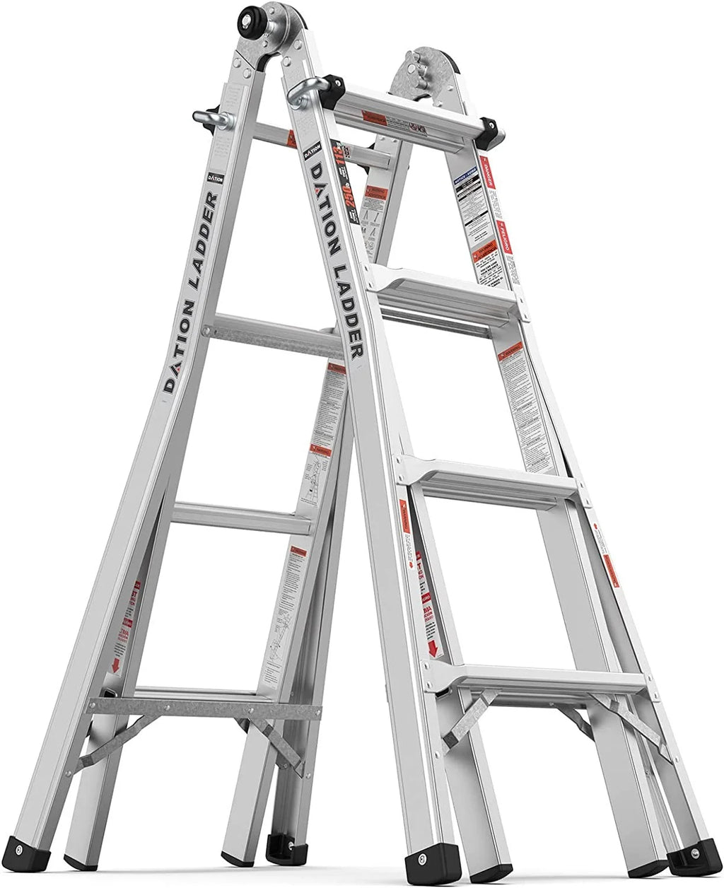 Folding Aluminum Ladder with Non-Slip Rubber, 250 lbs Weight Rating J69235