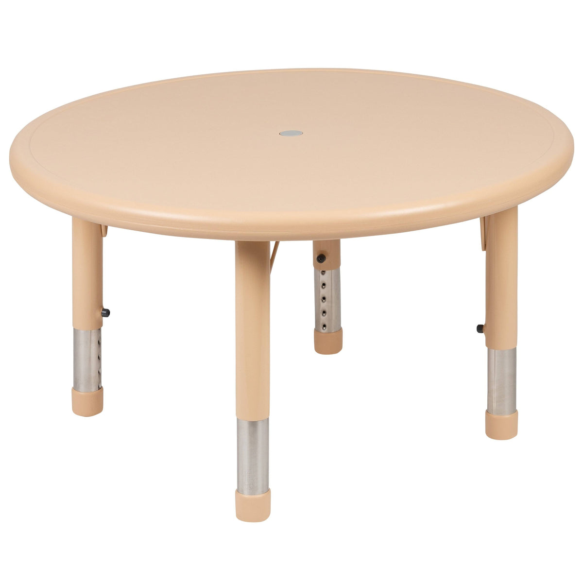 Red 33 inch Round Plastic Height Adjustable Activity Table Set with 4 Chairs W39516