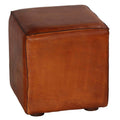 Brown Leather Cube Ottoman H460