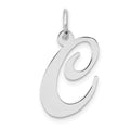 14k White Gold Polished Laser cut Medium Script Letter C Charm Pendant V36122