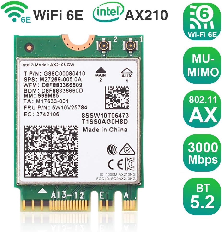 Wi-Fi 6E Tri-Band Wireless Network Adapter with Bluetooth 5.2, M.2/NGFF Pack of 2 W338