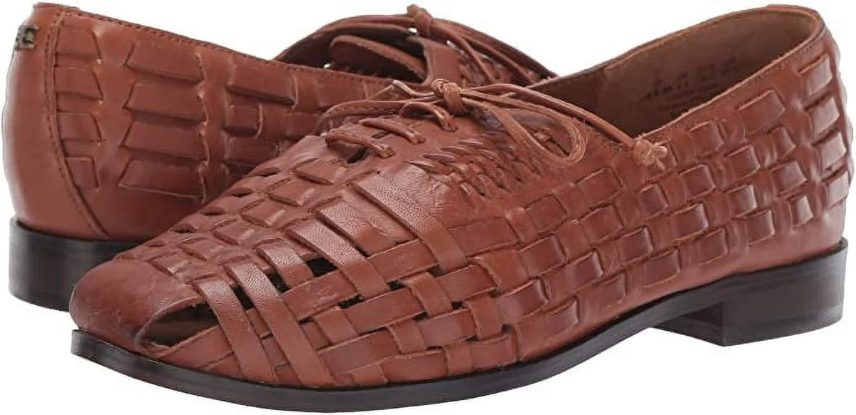 Cognac Tan Leather Lace-up Flat Loafer Oxford L6691