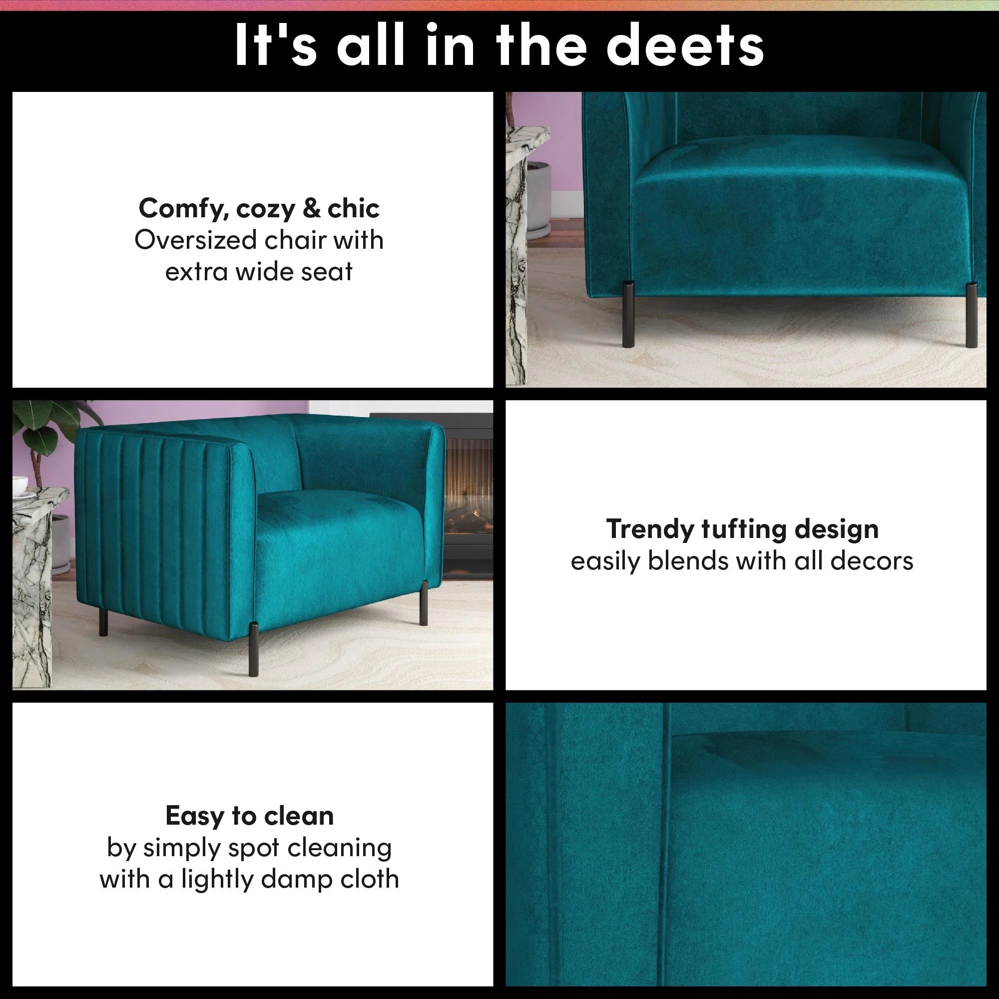 Emerald Green Velvet Upholstered Accent Chair and a Half D8991