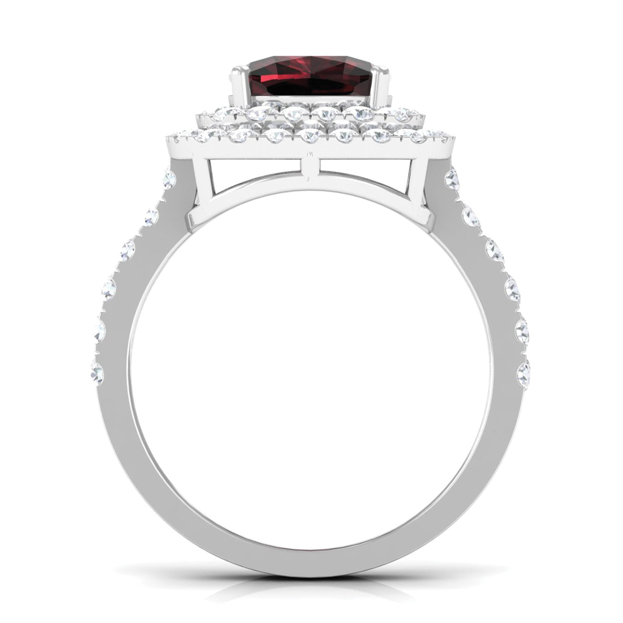 4 CT Garnet Engagement Ring with Double Halo Moissanite, 925 Sterling Silver L183