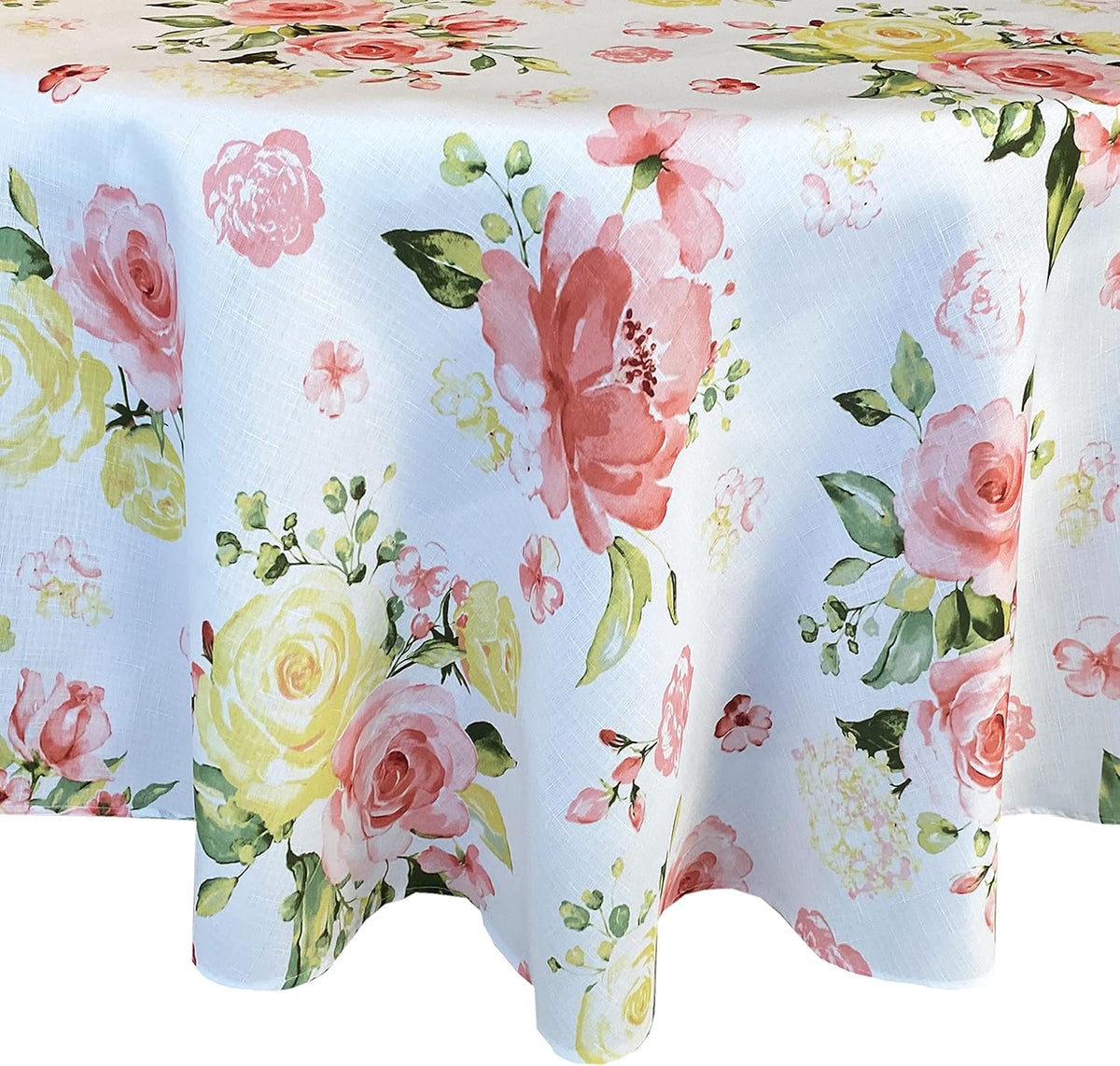 Rose Print Fabric Tablecloth, 70” Round M83350