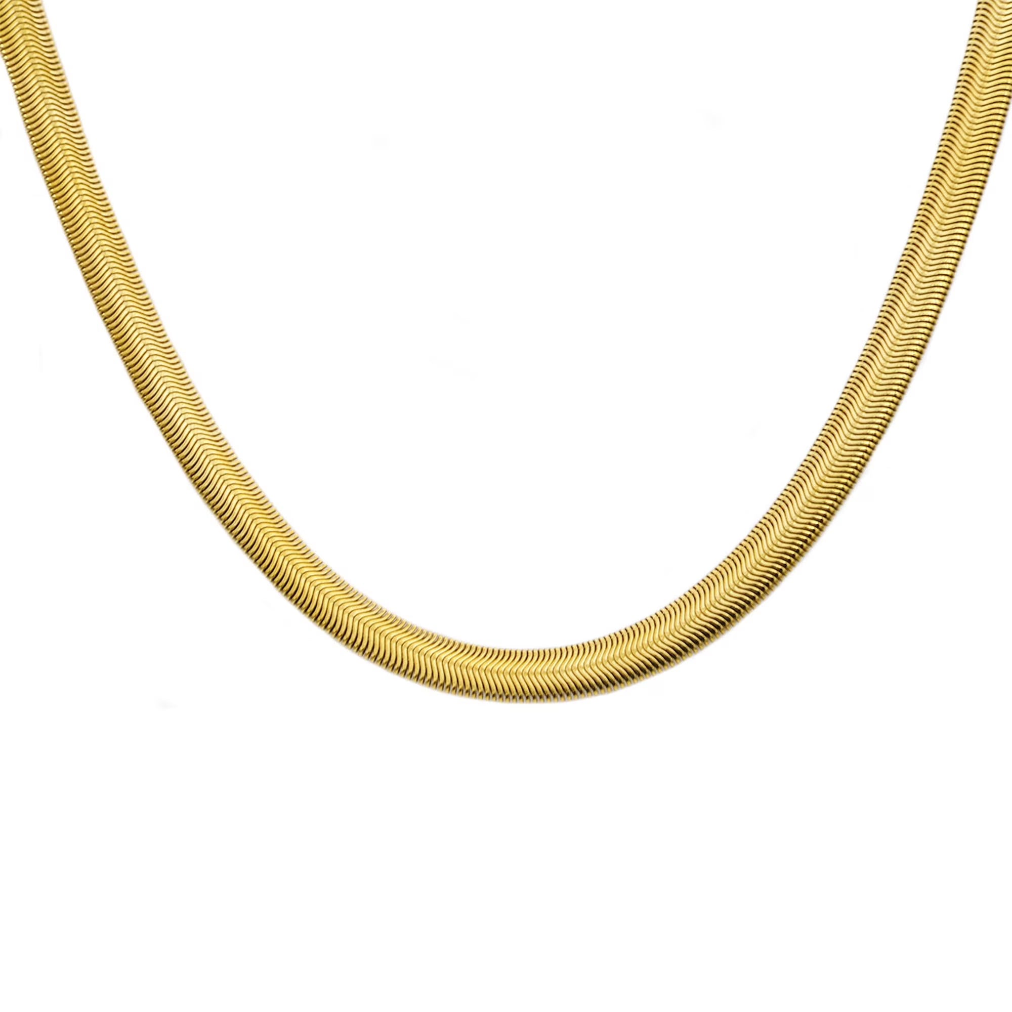 Gold Plated Stainless Steel Snake Link Chain Necklace W380