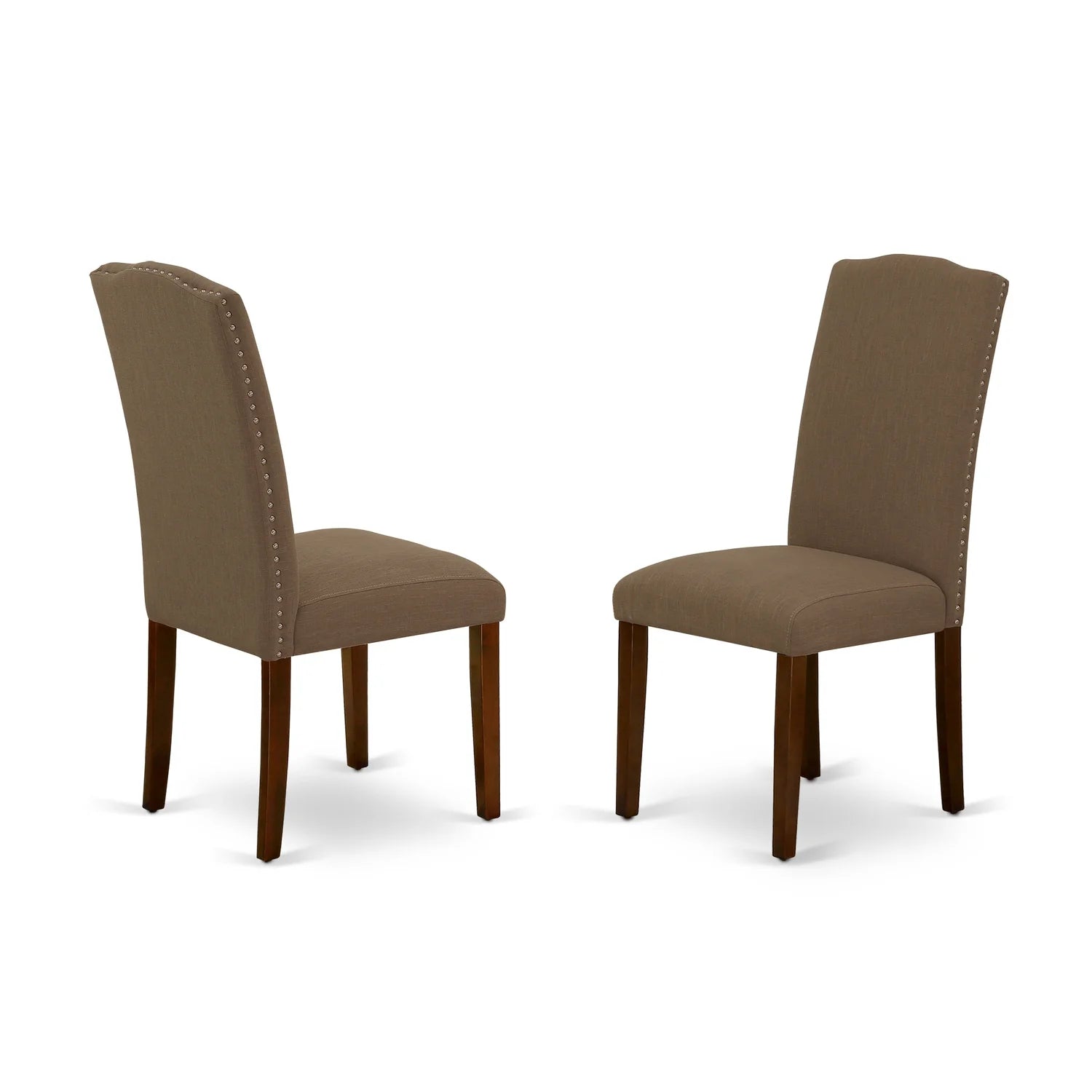 5Pc Rectangle Dining Table and Four Parson Chair with Mahogany Leg and Linen Fabric Dark Coffee R32123