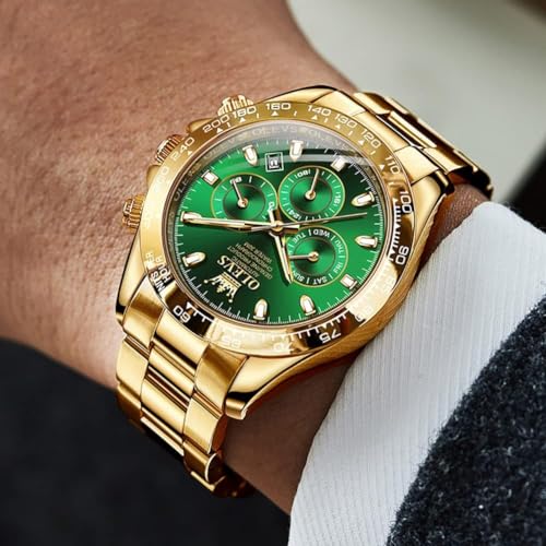 Gold Automatic Self Winding Waterproof Calendar Stainless Steel Luminous Men's Wrist Watch U479