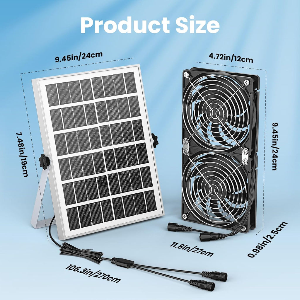 20W Solar Powered Exhaust Fan with Battery, Waterproof L445391