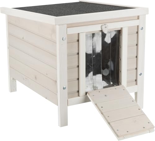 Gray Fir Wood Outdoor Cat House with Raised Floor M336