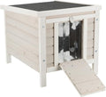 Gray Fir Wood Outdoor Cat House with Raised Floor M336