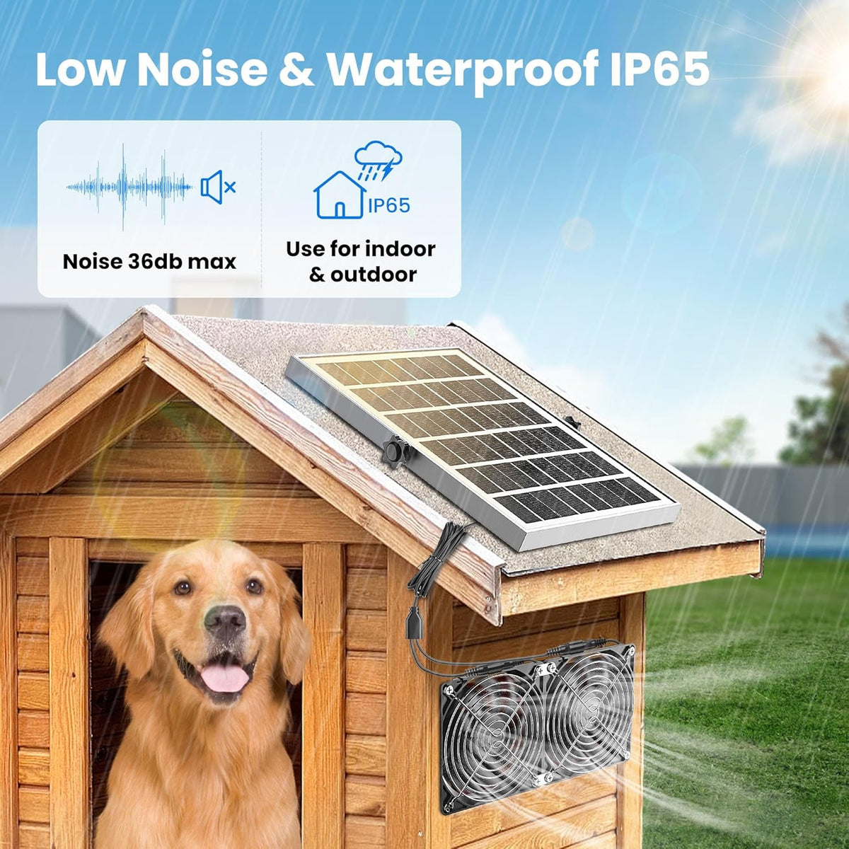 20W Solar Powered Exhaust Fan with Battery, Waterproof L445391