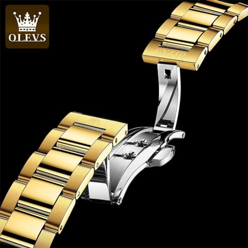 Gold Automatic Self Winding Waterproof Calendar Stainless Steel Luminous Men's Wrist Watch U479