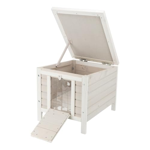 Gray Fir Wood Outdoor Cat House with Raised Floor M336
