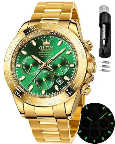 Gold Automatic Self Winding Waterproof Calendar Stainless Steel Luminous Men's Wrist Watch U479