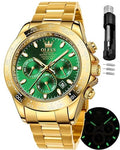 Gold Automatic Self Winding Waterproof Calendar Stainless Steel Luminous Men's Wrist Watch U479