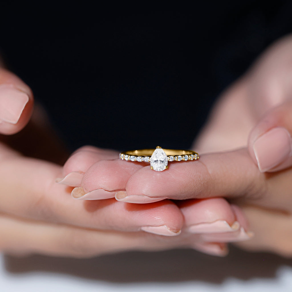 14K Yellow Gold Moissanite Solitaire Engagement Ring D2111