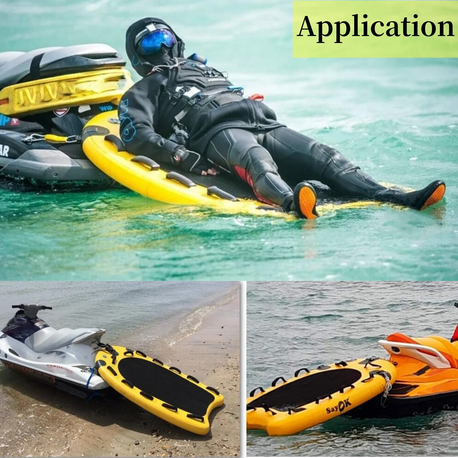 PVC Inflatable Water Rescue Sled Floating Mat Surfing Board T826