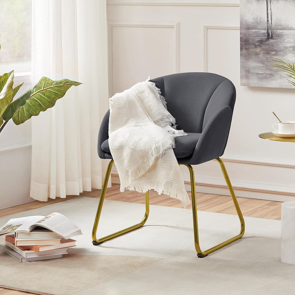 Dark Gray Velvet Barrel Accent Chair, Set Of 2 N693