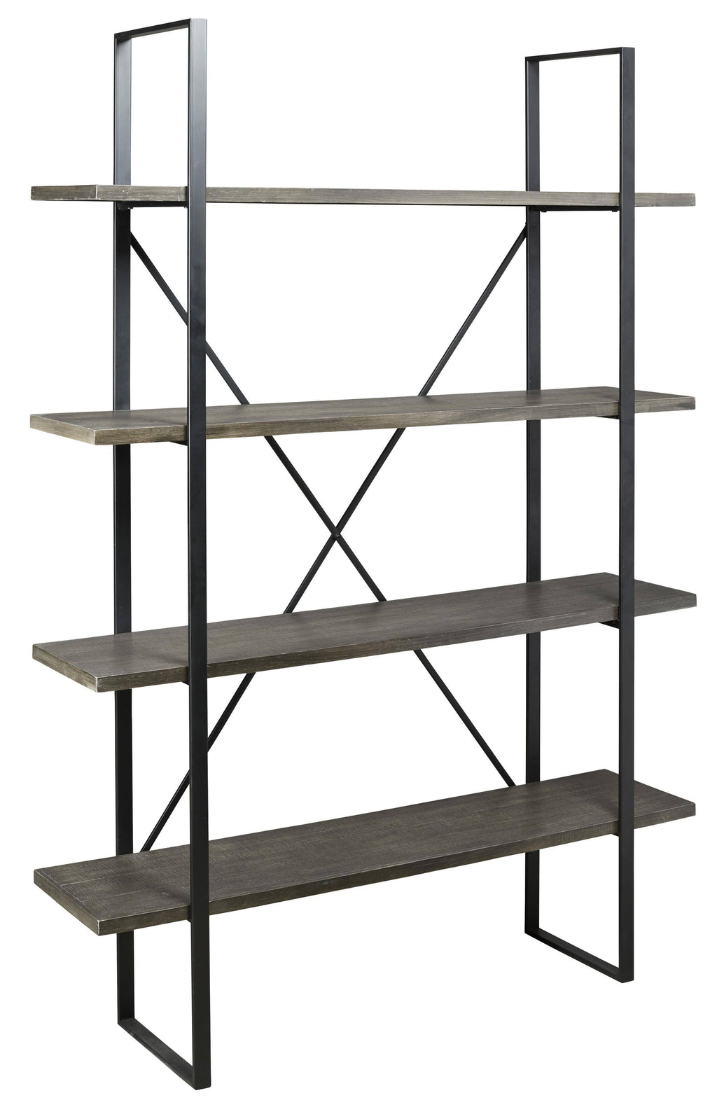 Black and Gray 4 Tier Metal Frame Bookcase A4513