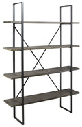 Black and Gray 4 Tier Metal Frame Bookcase A4513