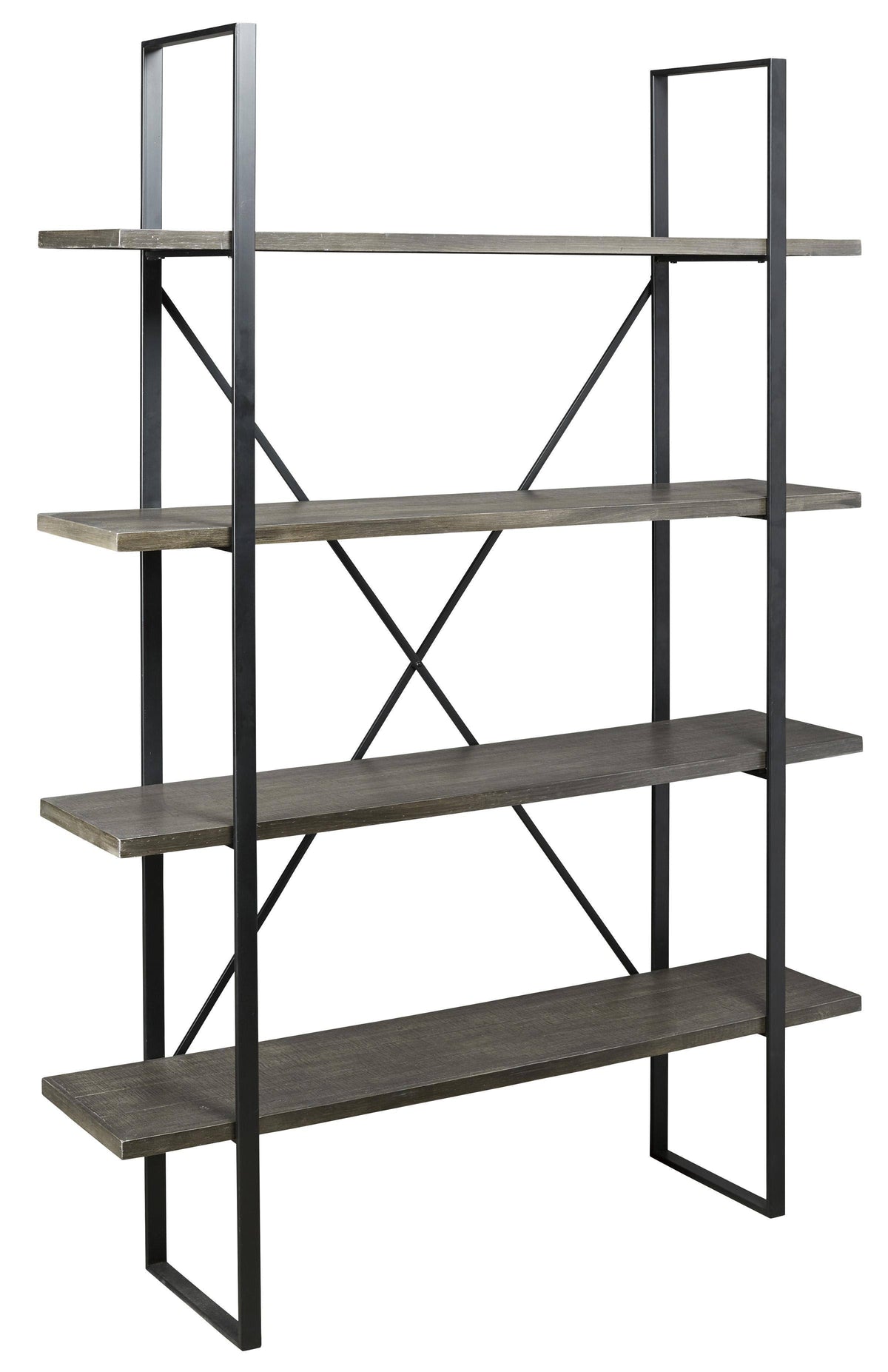 Black and Gray 4 Tier Metal Frame Bookcase A4513