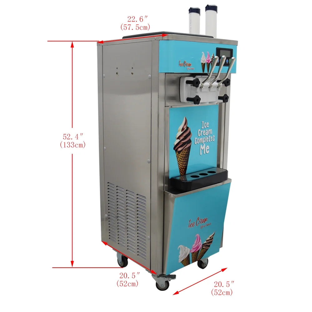Soft Ice Cream Machine Commercial 3 Flavors 20-30L/H 1400W G9928