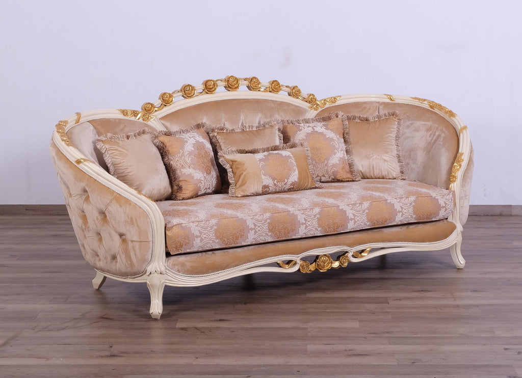 Beige & Gold Wood Trim Sofa Set B447104