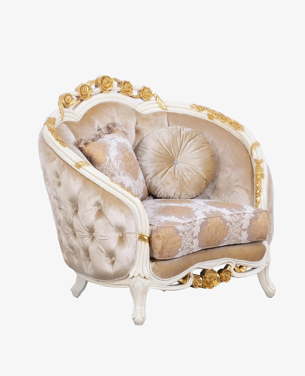 Beige & Gold Wood Trim Sofa Set B447104