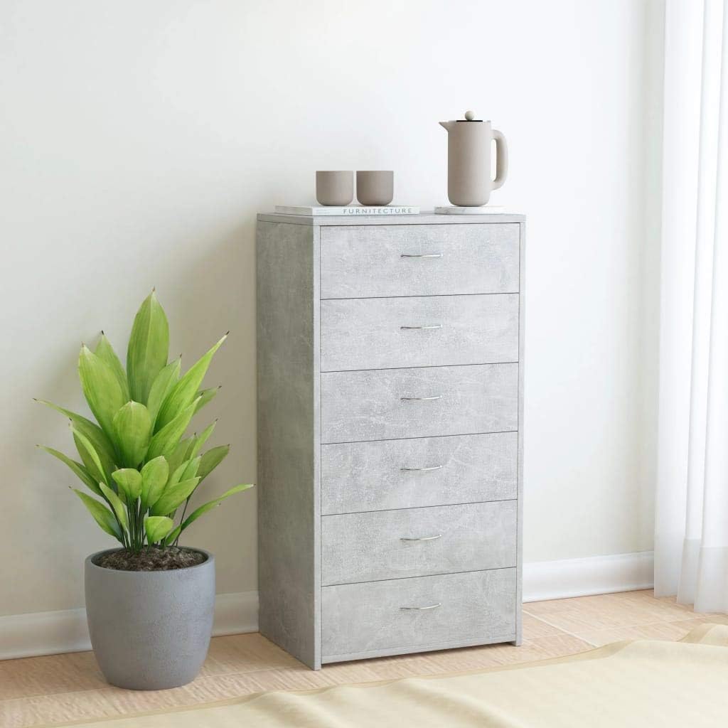 6 Drawer Chipboard Chest (White and Sonoma Oak) Z8546
